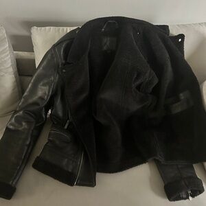 Black Leather Jacket with Shearling Lining